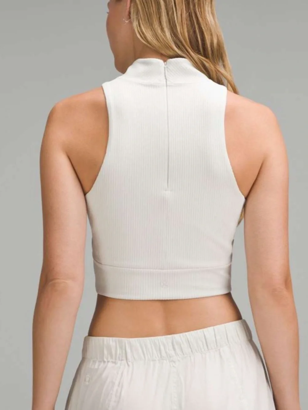 lululemon athletica White Ribbed Cropped High-Neck Tank NWT in Bone